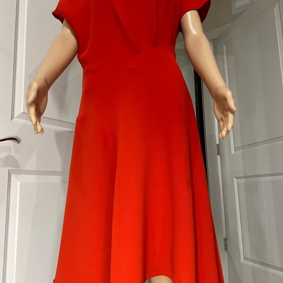 Reiss midi asymmetrical dress in rich  deep orange, size 10 - Picture 4 of 9